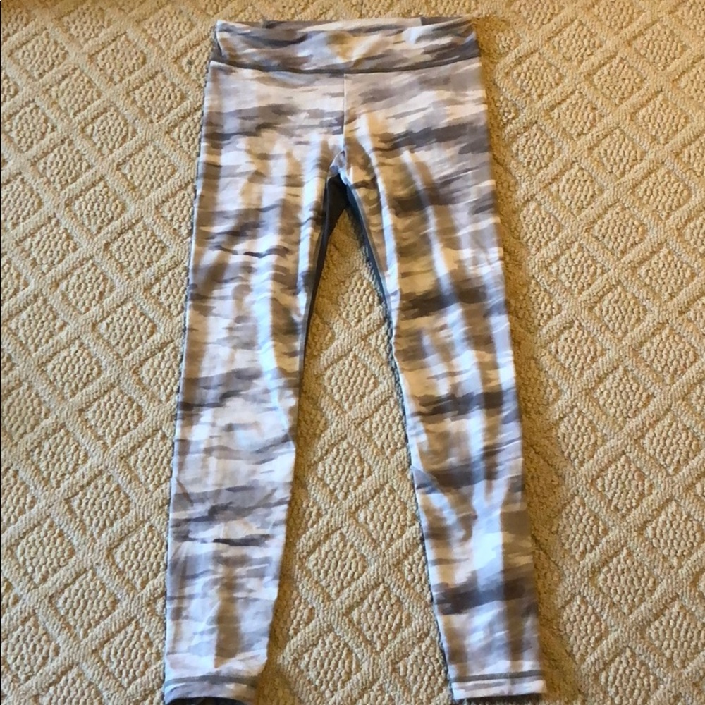 White and grey Under Armour full length leggings